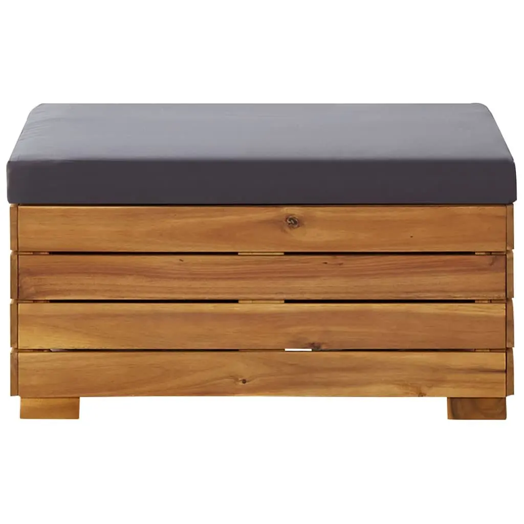 Outdoor Sectional Footrest with Cushion Solid Wood Garden Seating Modular