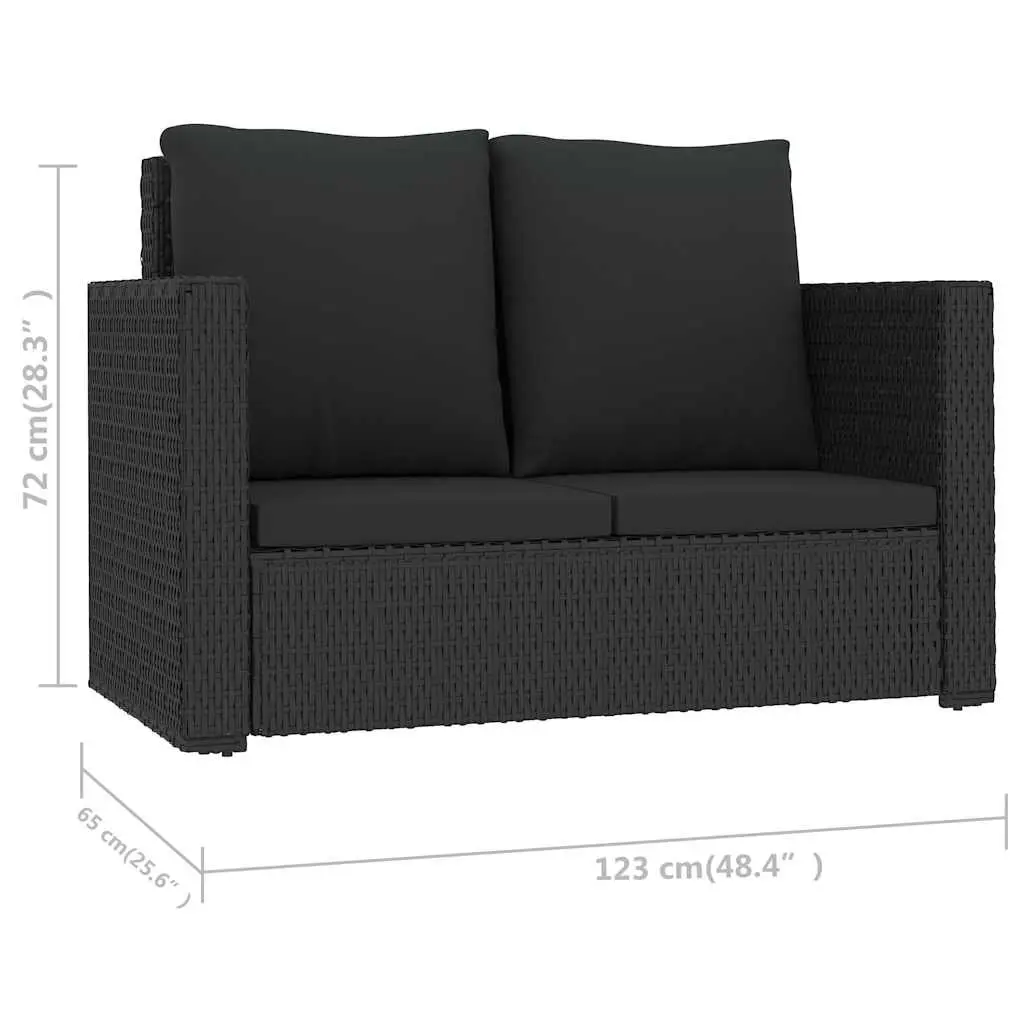 2 Piece Garden Lounge Set Poly Rattan Sofa Stool with Cushions Outdoor Patio