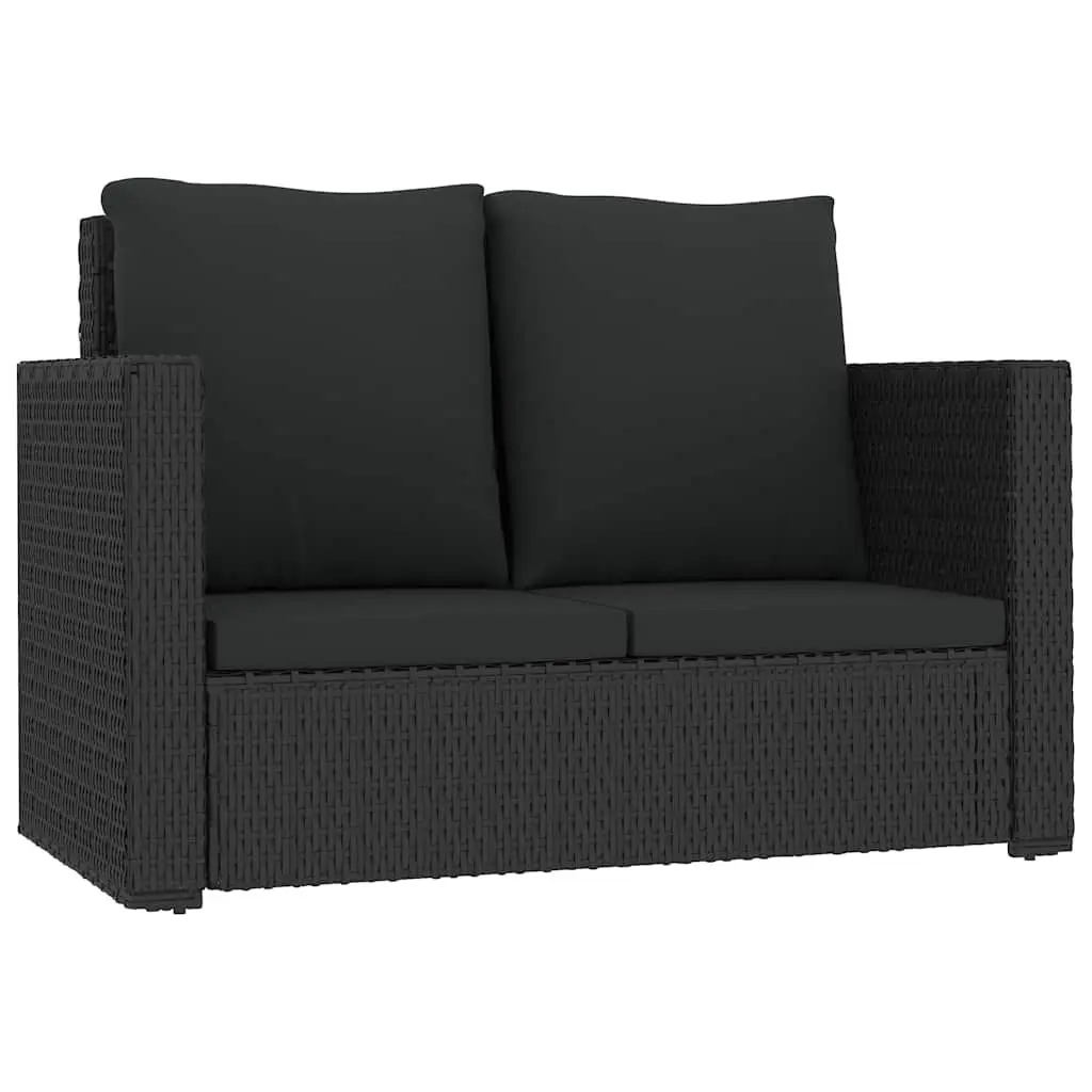 2 Piece Garden Lounge Set Poly Rattan Sofa Stool with Cushions Outdoor Patio