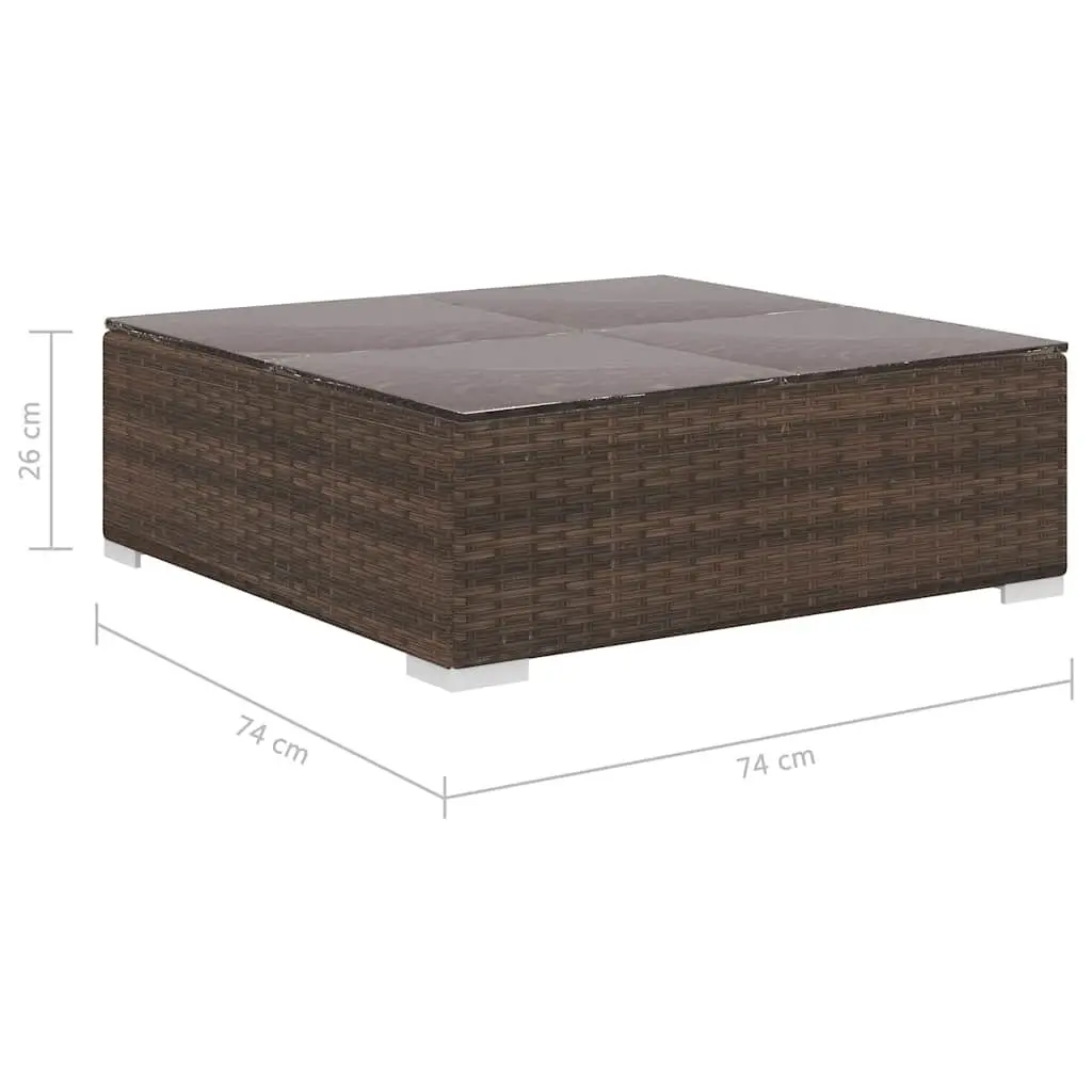 Outdoor Garden Lounge Set Weather-Resistant PE Rattan Brown 4 Piece