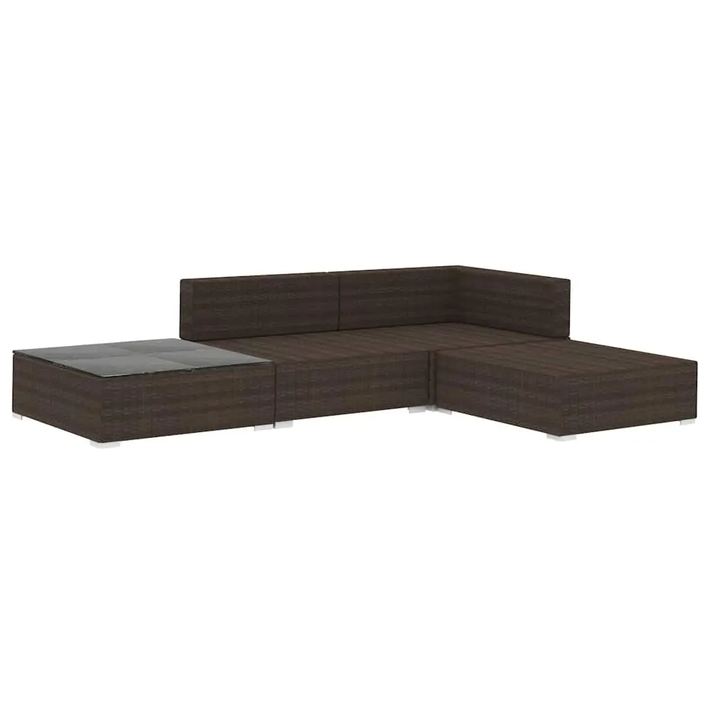 Outdoor Garden Lounge Set Weather-Resistant PE Rattan Brown 4 Piece