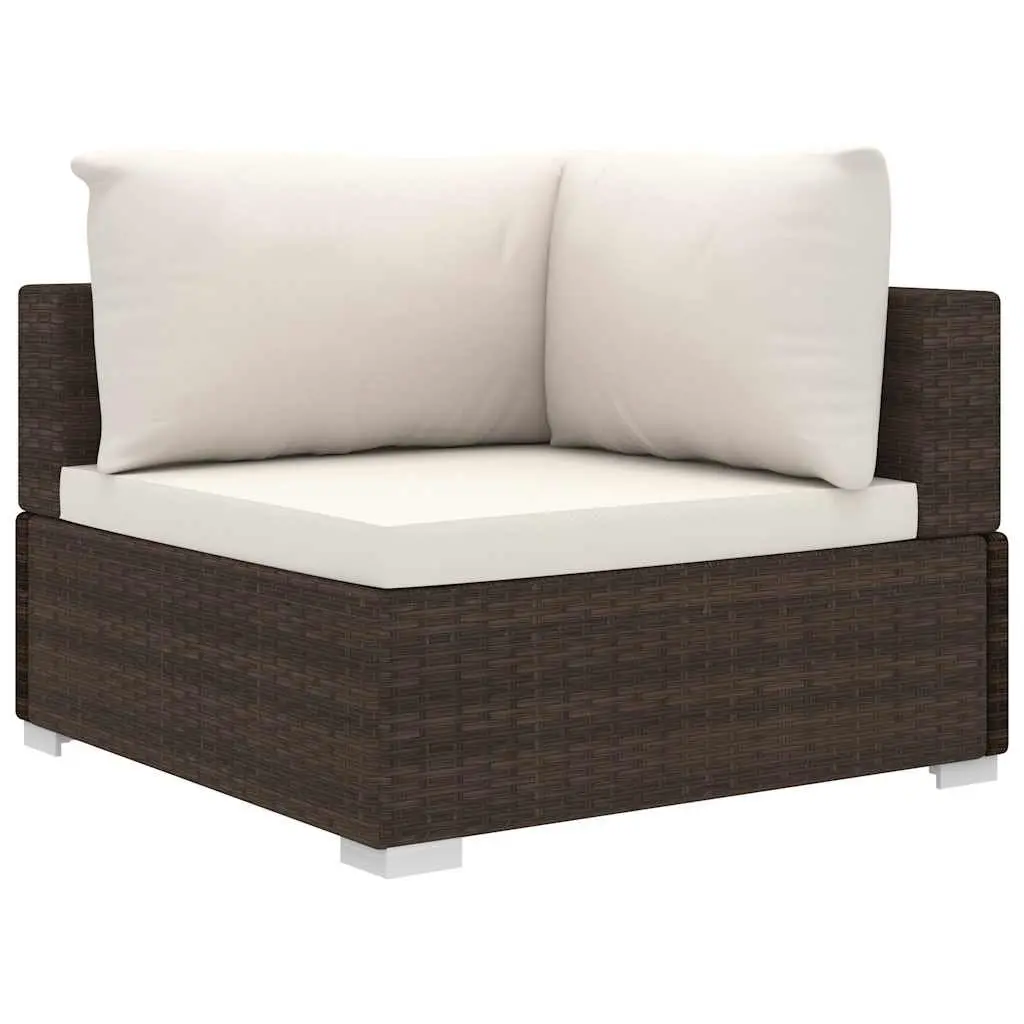 Outdoor Garden Lounge Set Weather-Resistant PE Rattan Brown 4 Piece
