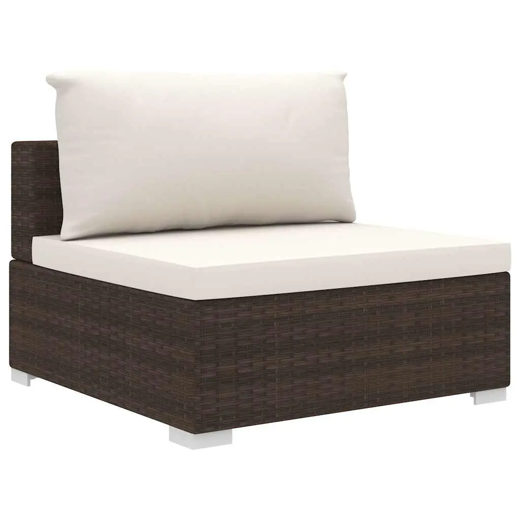 Outdoor Garden Lounge Set Weather-Resistant PE Rattan Brown 4 Piece