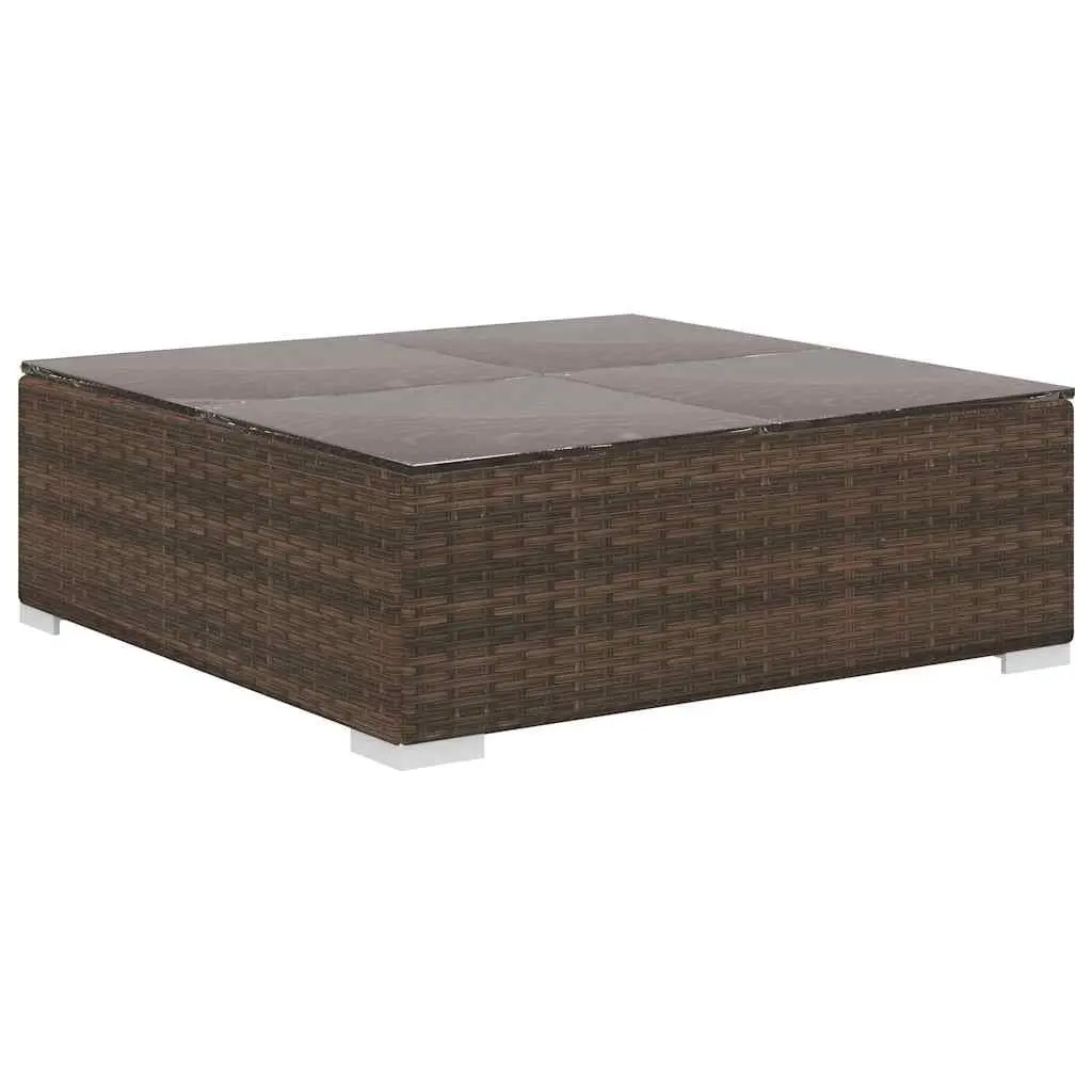 Outdoor Garden Lounge Set Weather-Resistant PE Rattan Brown 4 Piece