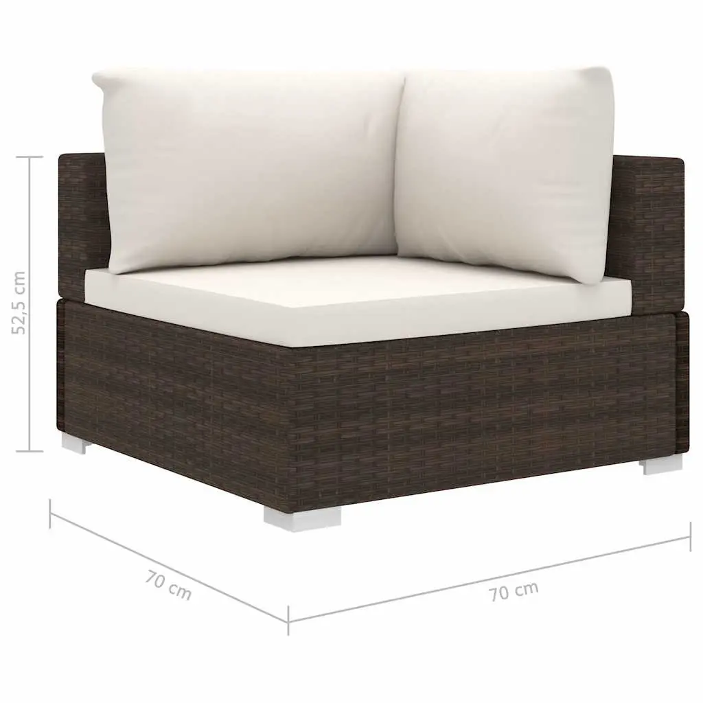Outdoor Garden Lounge Set Weather-Resistant PE Rattan Brown 4 Piece