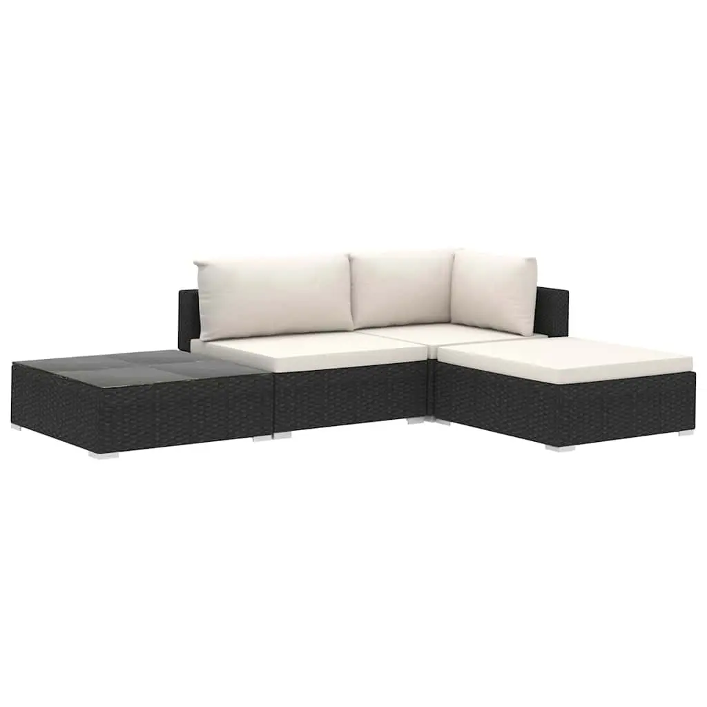 4 Piece Garden Lounge Set with Cushions Poly Rattan Outdoor Furniture Patio Sofa