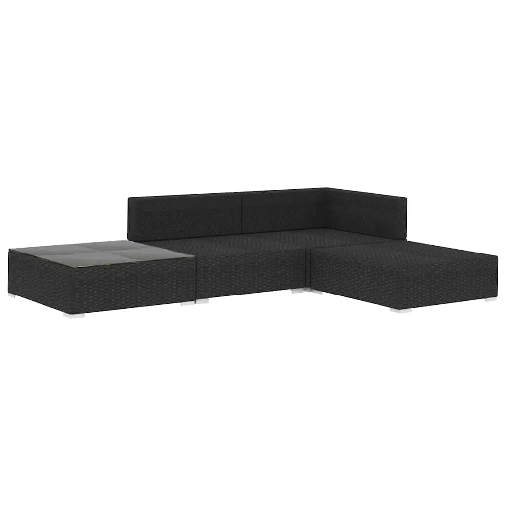 4 Piece Garden Lounge Set with Cushions Poly Rattan Outdoor Furniture Patio Sofa