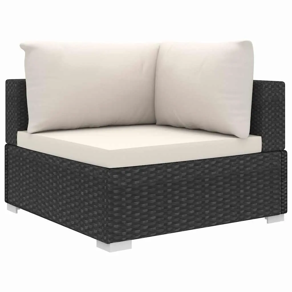 5 Piece Garden Lounge Set Outdoor Patio Sofa with Cushions Poly Rattan Black