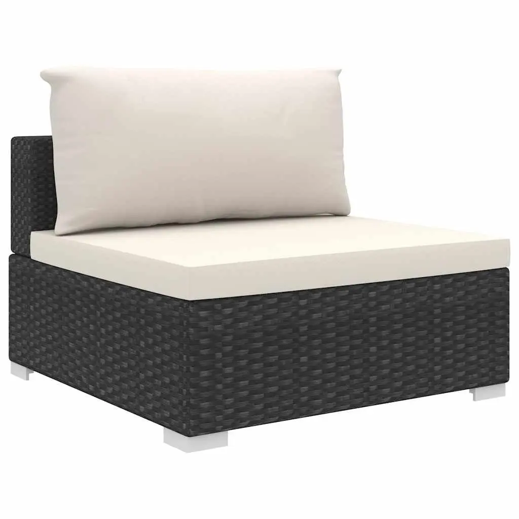 5 Piece Garden Lounge Set Outdoor Patio Sofa with Cushions Poly Rattan Black