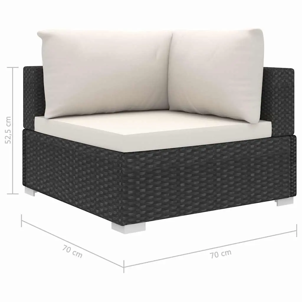 5 Piece Garden Lounge Set Outdoor Patio Sofa with Cushions Poly Rattan Black