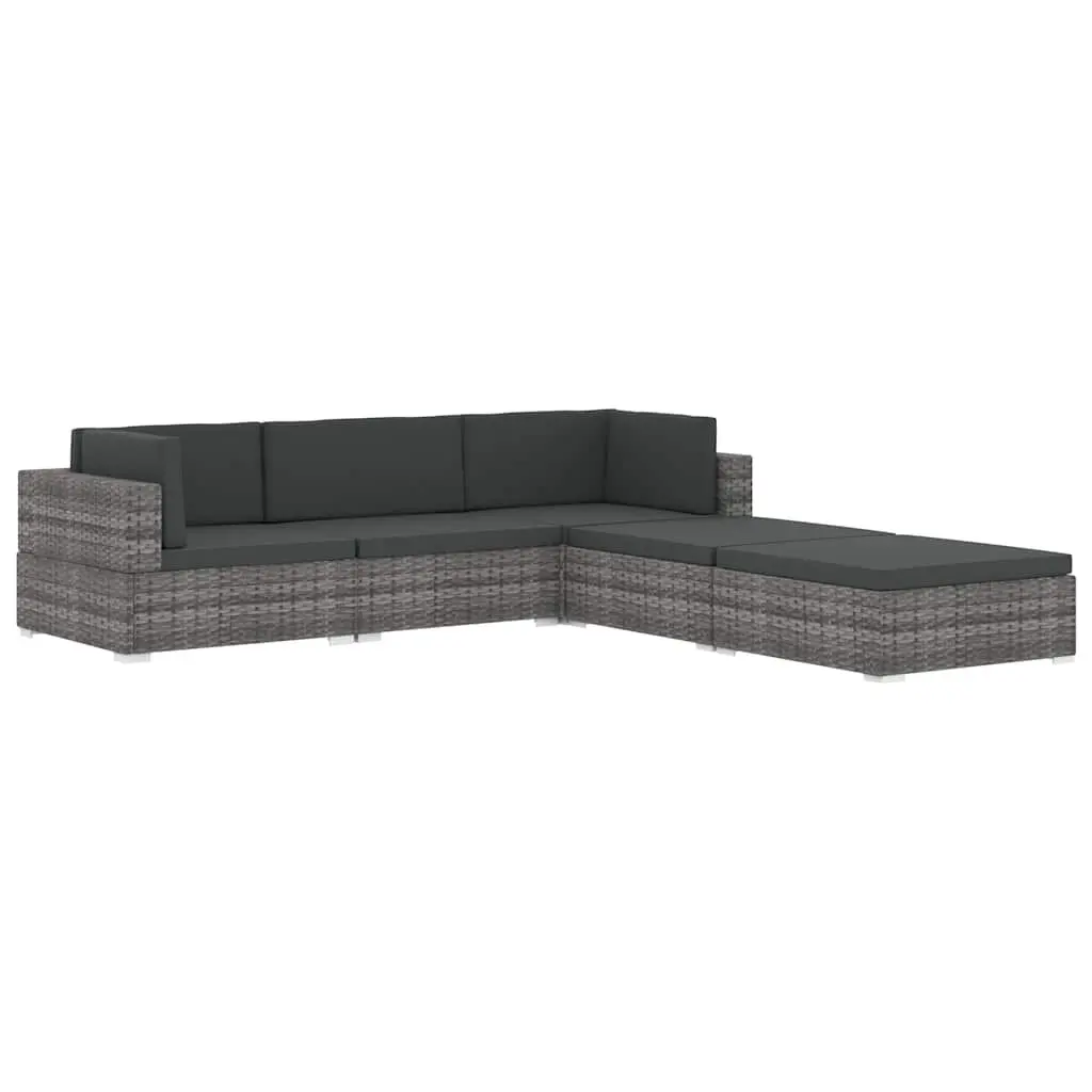 Outdoor Sectional Corner Chair Weather-Resistant PE Rattan Garden Seating Unit Brown