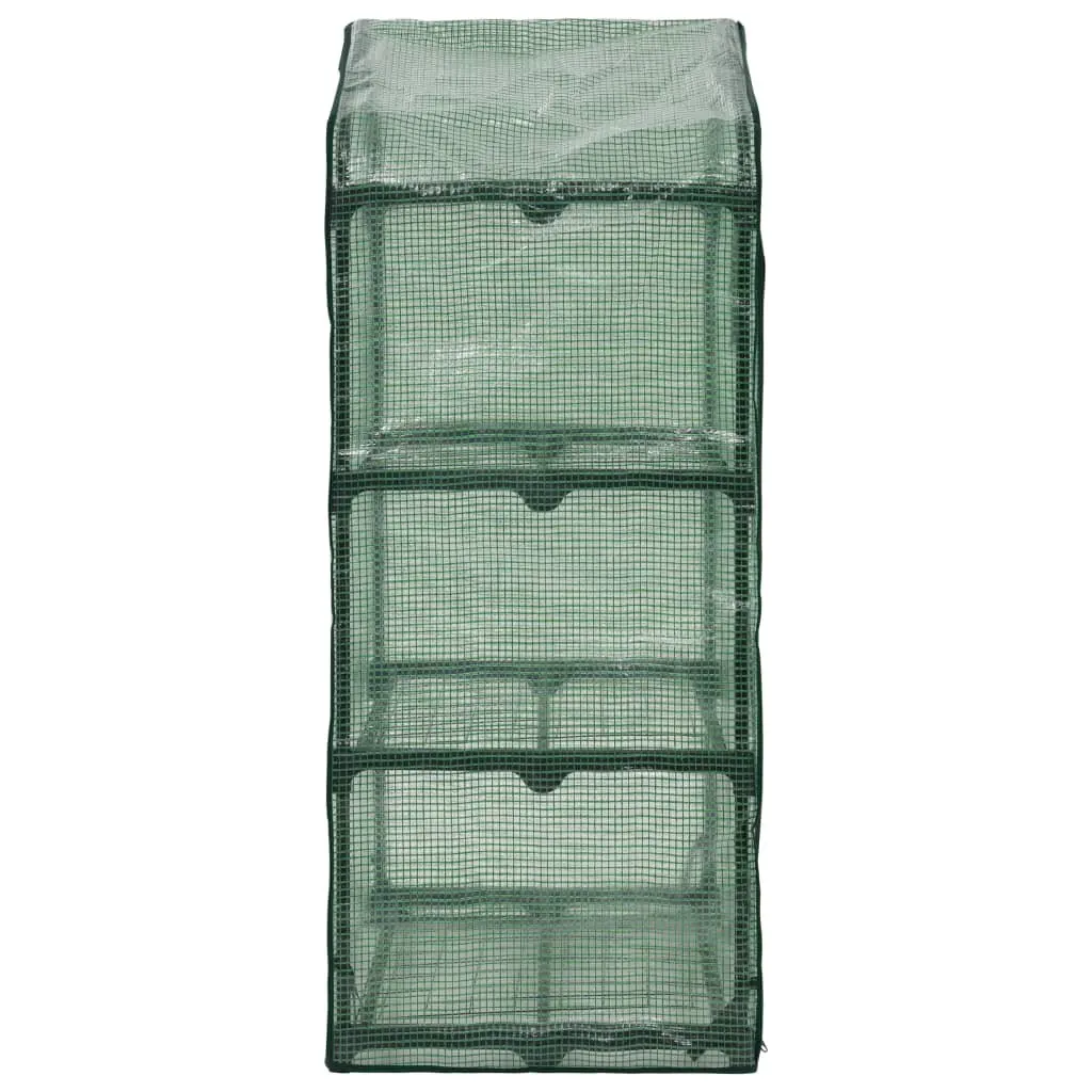 3-Tier Mini Greenhouse Portable 69x49x125cm Green Polyethylene Cover Steel Tube Frame