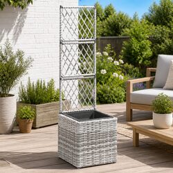 Raised Bed Planter with Trellis Support 30x30x107 cm Outdoor Garden Climbing