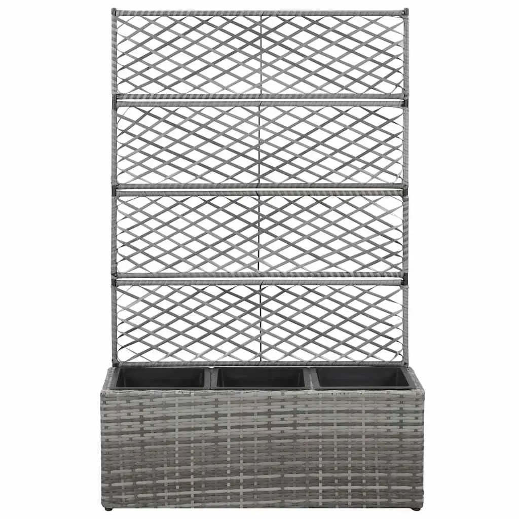 Trellis Raised Garden Bed with 3 Pots Planter Box Grey 83x30x130 cm Outdoor