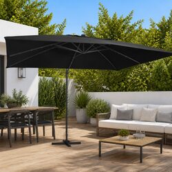 Cantilever Garden Parasol 400x300 cm Outdoor Hanging Sunshade with Solar LED