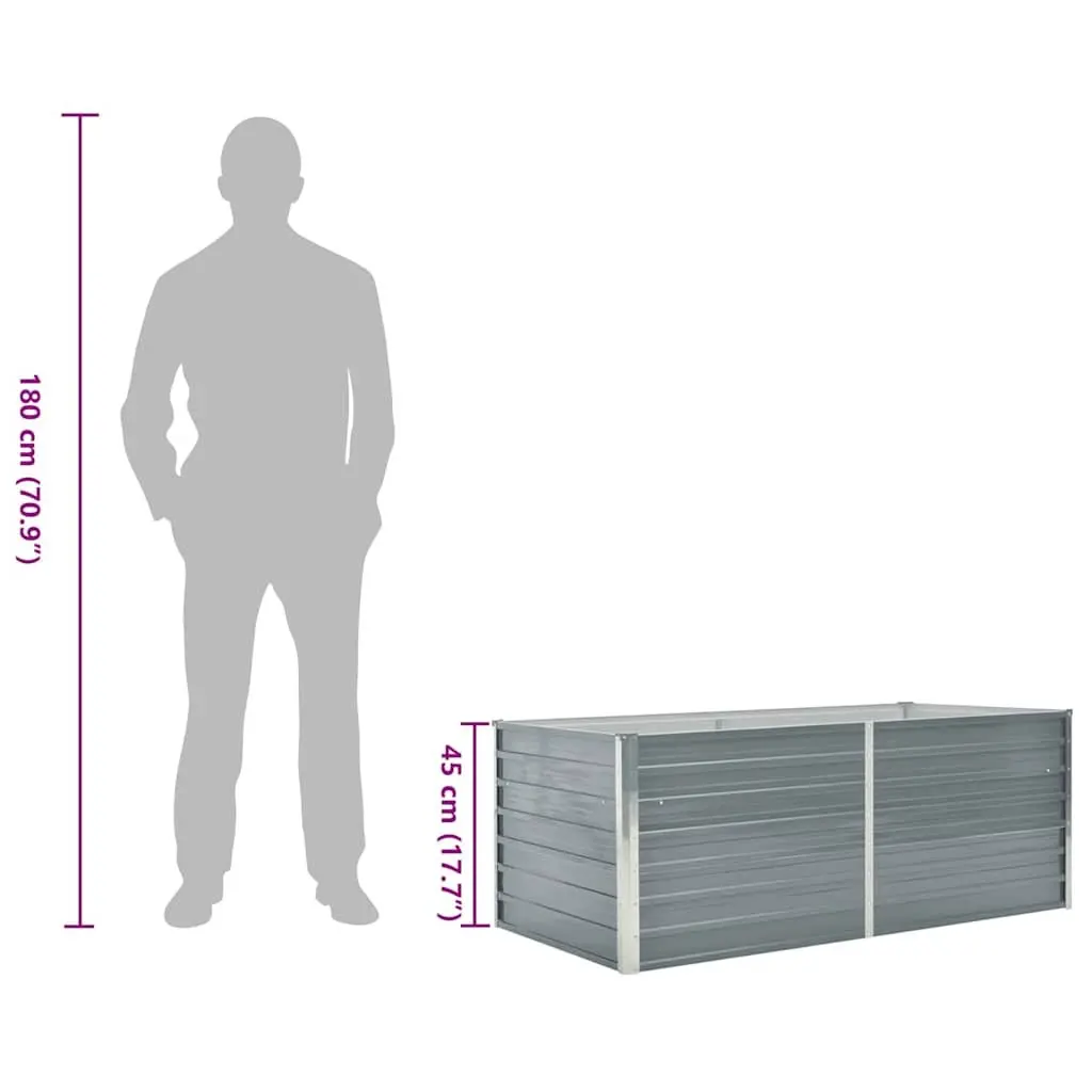 Raised Garden Bed Galvanised Steel Rectangular 160x80x45 cm Grey