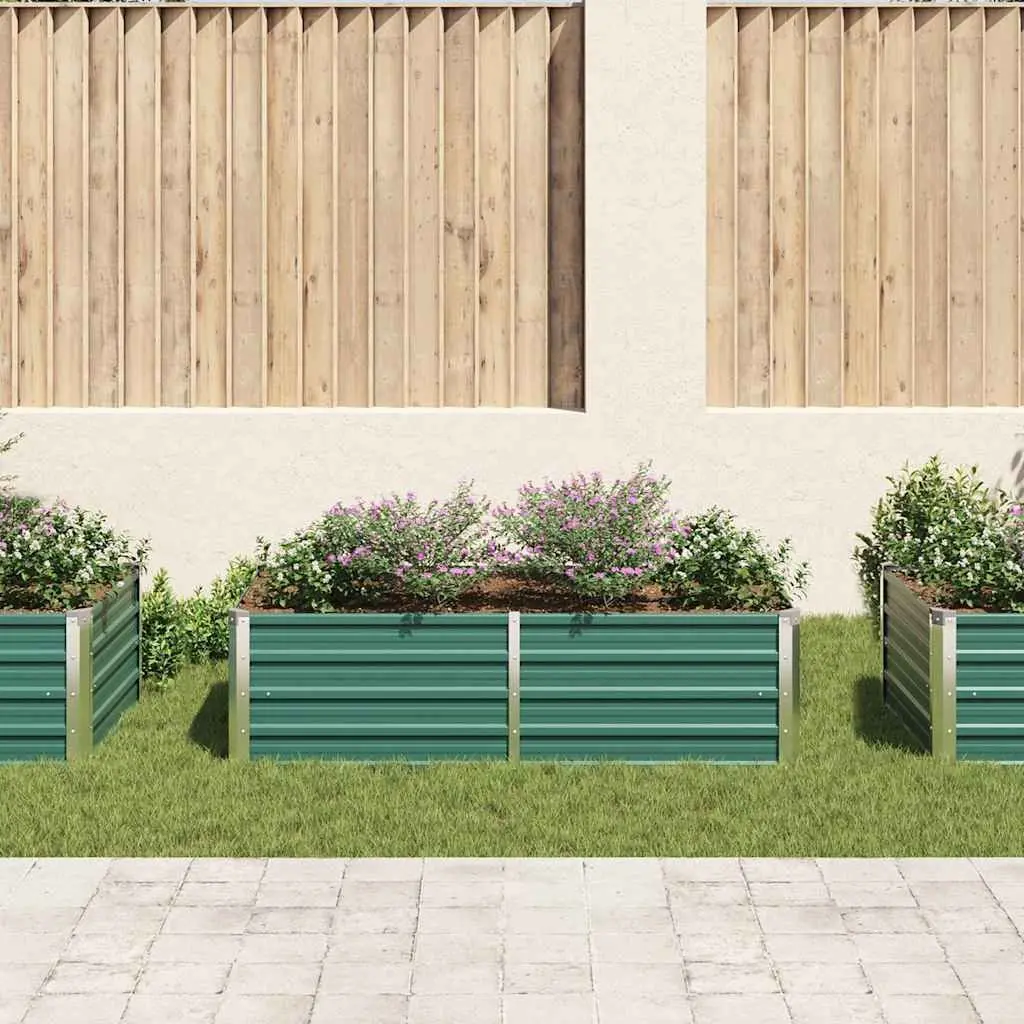 Raised Garden Bed Galvanised Steel Rectangular 160x80x45 cm Green
