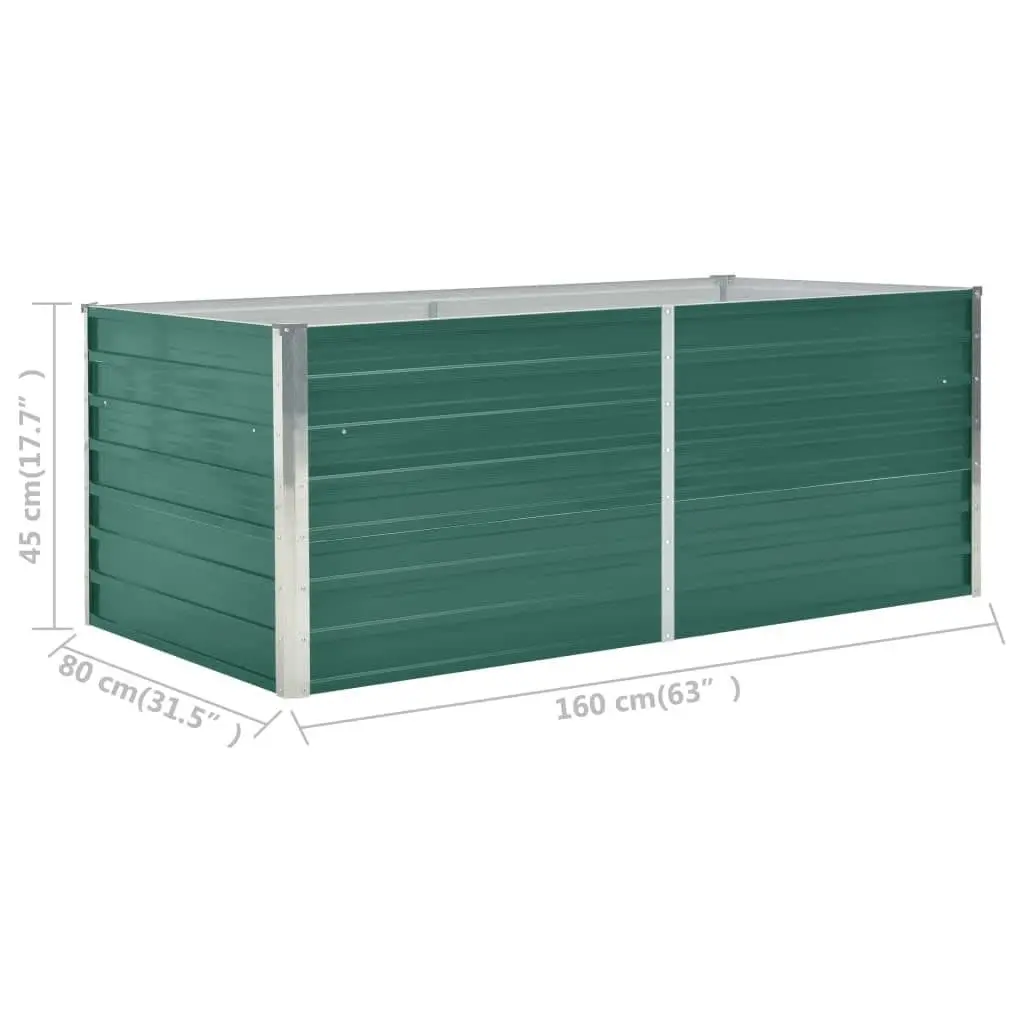 Raised Garden Bed Galvanised Steel Rectangular 160x80x45 cm Green