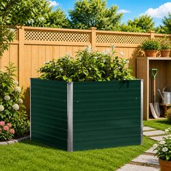Raised Garden Bed 100x100x77 cm Galvanised Steel Planter Green Open Bottom