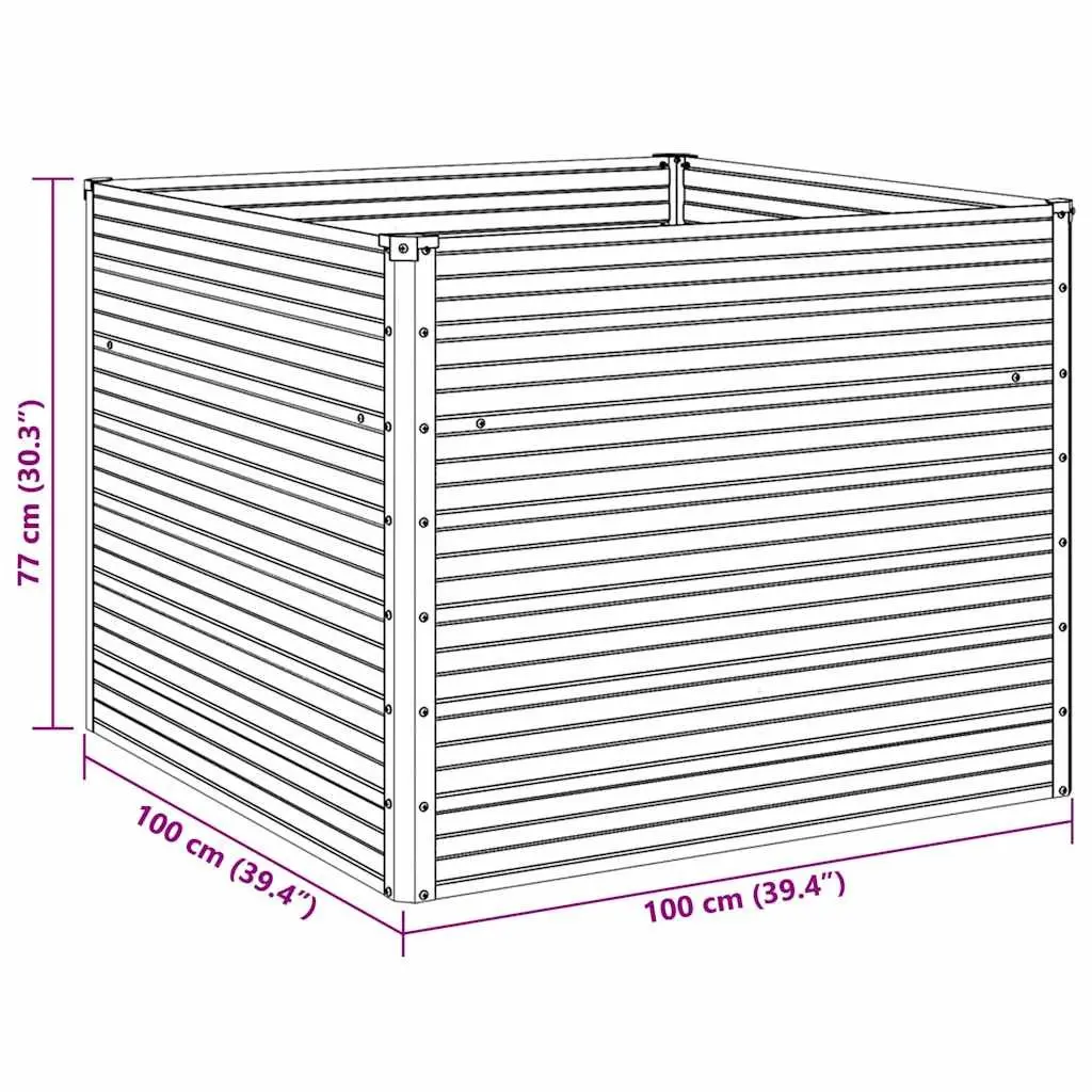 Raised Garden Bed Galvanised Steel Open Bottom 100x100x77 cm Green