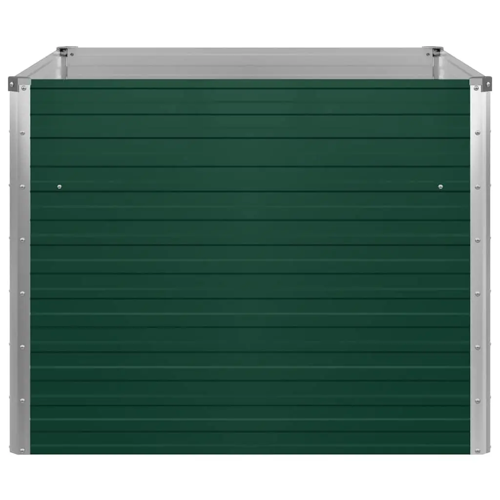 Raised Garden Bed Galvanised Steel Open Bottom 100x100x77 cm Green