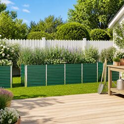 Raised Garden Bed 320x40x77 cm Rectangular Planter Box Green Steel