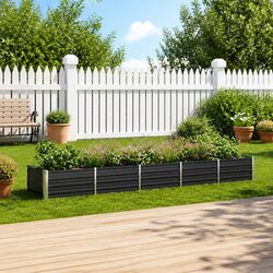 Raised Garden Bed Galvanised Steel 400x80x45 cm Anthracite Planter Box Outdoor