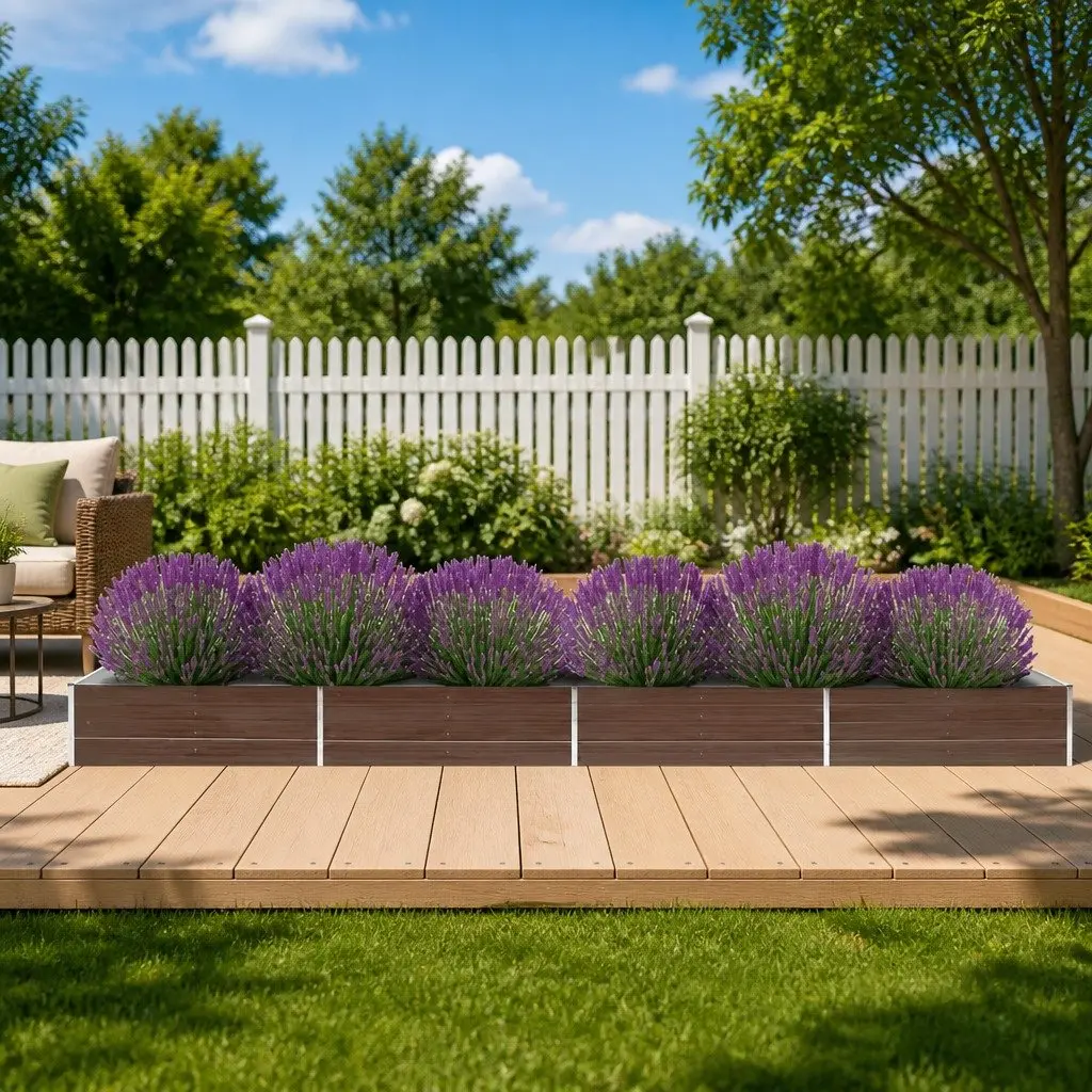 Raised Garden Bed Planter Box Weather Resistant Outdoor Gardening 600 x 80 x 45 cm Brown Galvanised Steel