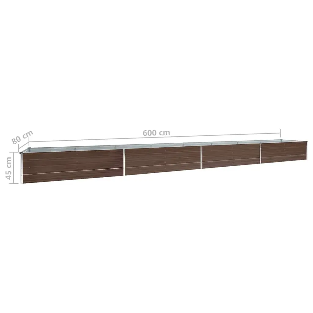 Raised Garden Bed Planter Box Weather Resistant Outdoor Gardening 600 x 80 x 45 cm Brown Galvanised Steel