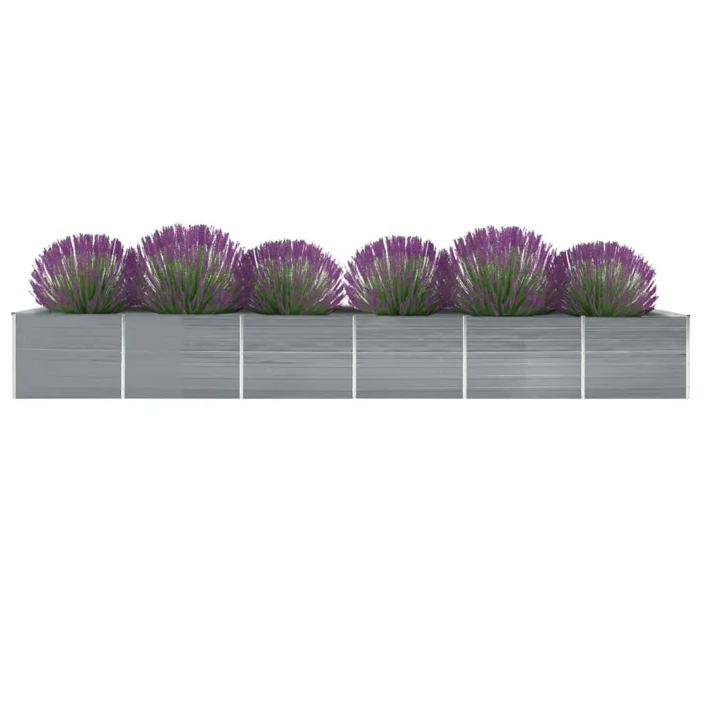 Raised Garden Bed Planter Box Heavy-Duty Grey Galvanised Steel 600x80x77cm