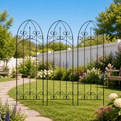 Plant Climbing Rack Black Garden Trellis Arched Roof Stand Flowers Growing