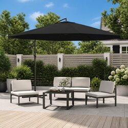 Cantilever Garden Parasol 350cm Outdoor Hanging Sunshade Umbrella Black