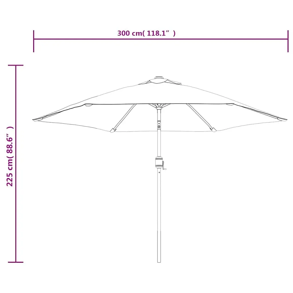 Garden Parasol 300cm UV Protection Outdoor Umbrella with Solar LED Lights Tilting Steel Pole Black