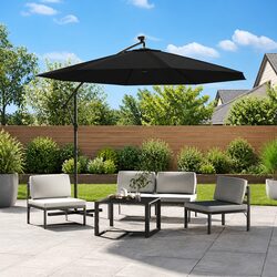 Cantilever Garden Parasol 300cm with LED Lights Steel Pole Outdoor Sunshade
