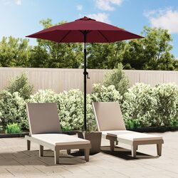 Outdoor Parasol Red Burgundy 200x224cm Crank Tilt Patio Garden Umbrella Shade