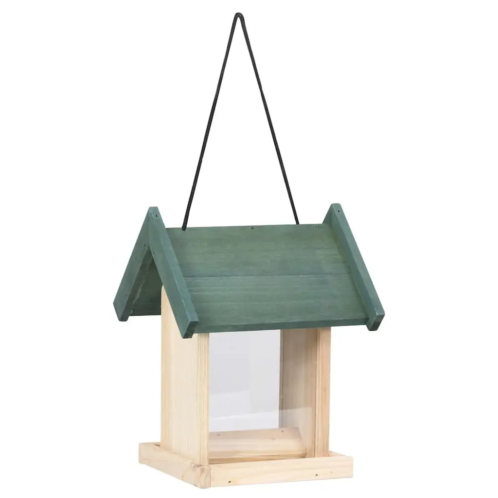 Wooden Bird Feeders 4 Piece Set Hanging Feeder House with Stand Beige Firwood Outdoor