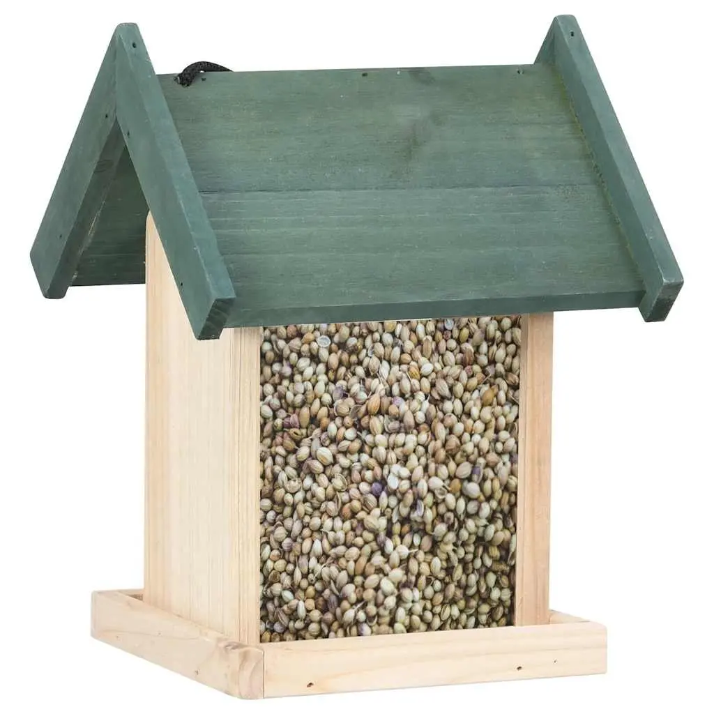 Wooden Bird Feeders 4 Piece Set Hanging Feeder House with Stand Beige Firwood Outdoor