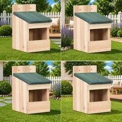 Wooden Birdhouses 4 Pieces Garden Outdoor Nesting Box Shelter Beige Natural