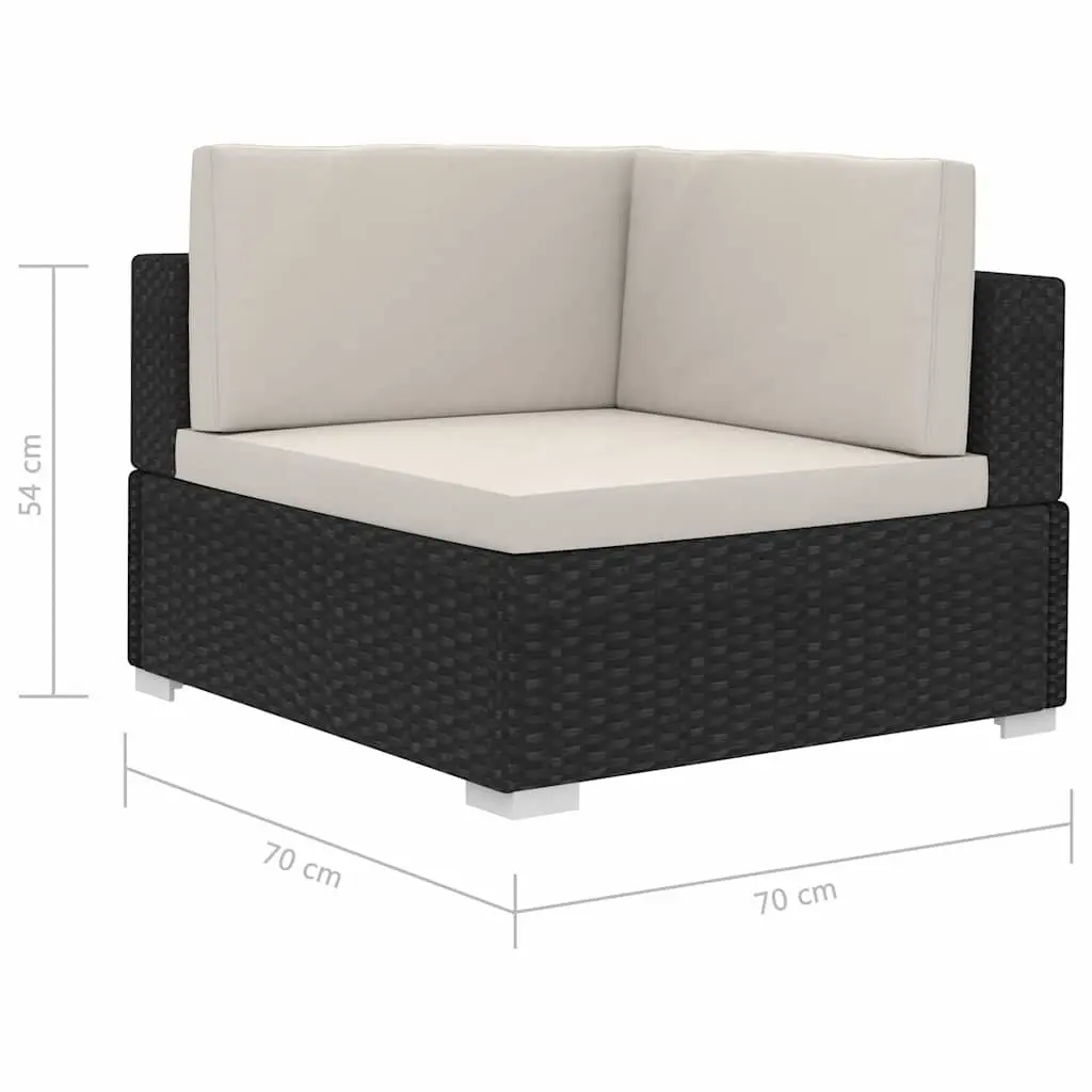 Outdoor Sectional Corner Chairs 2 pcs Weather-resistant PE Rattan Black Garden Seating