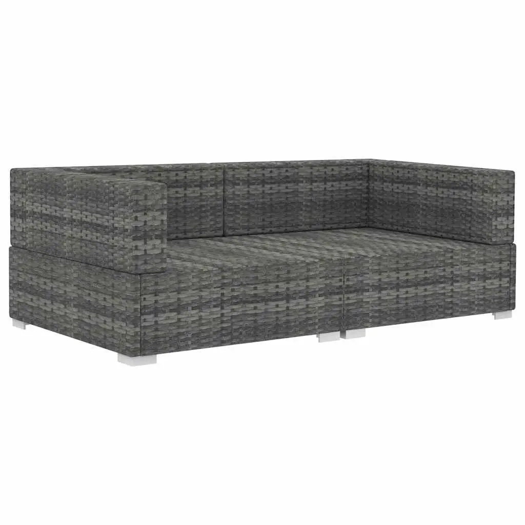 Outdoor Sectional Corner Chairs 2pcs Grey Poly Rattan Garden Seating