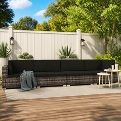 Outdoor Garden Sofa Set 4 Piece Poly Rattan Corner Patio Furniture Grey