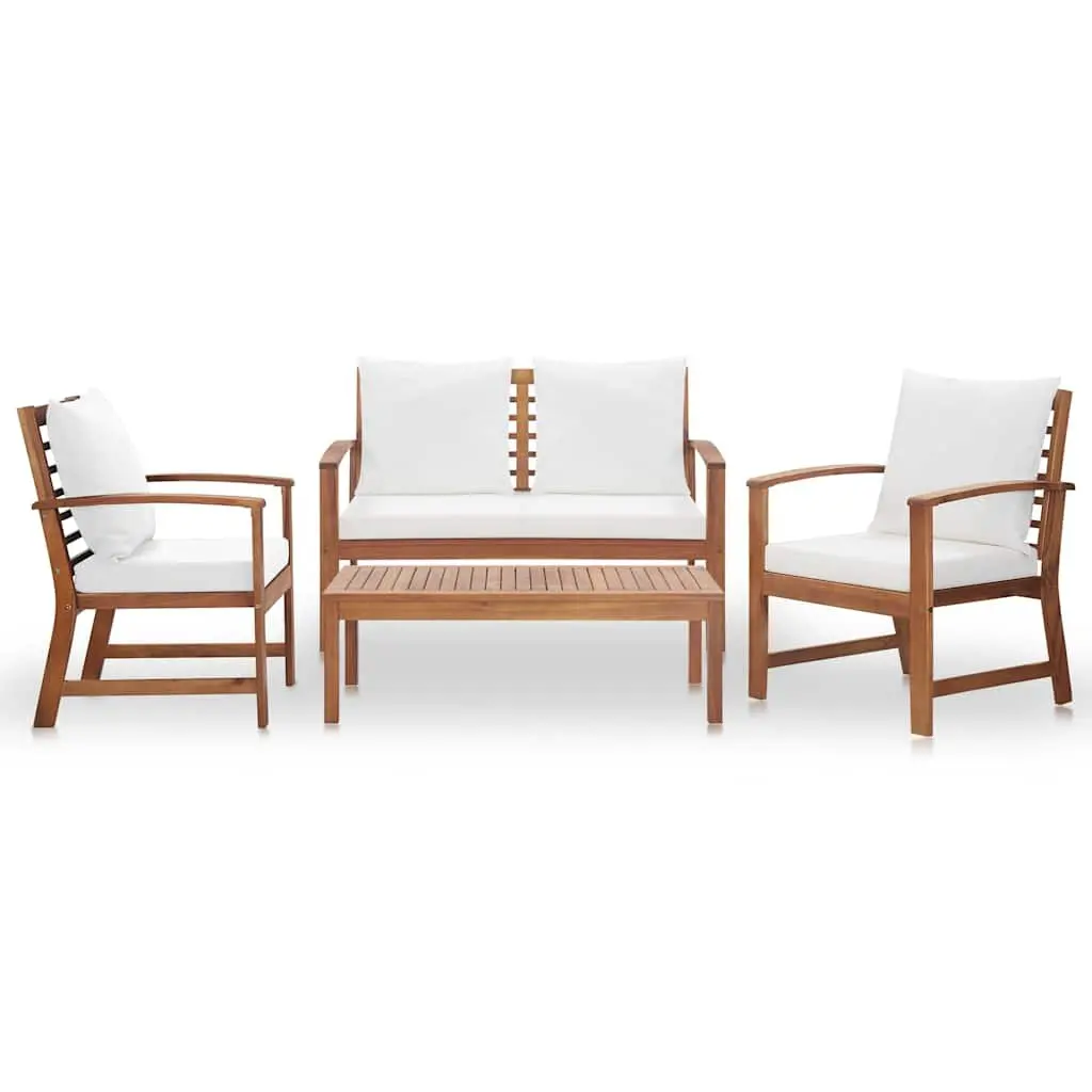 4 Piece Garden Lounge Set with Cushions Acacia Wood Outdoor Furniture Sofa