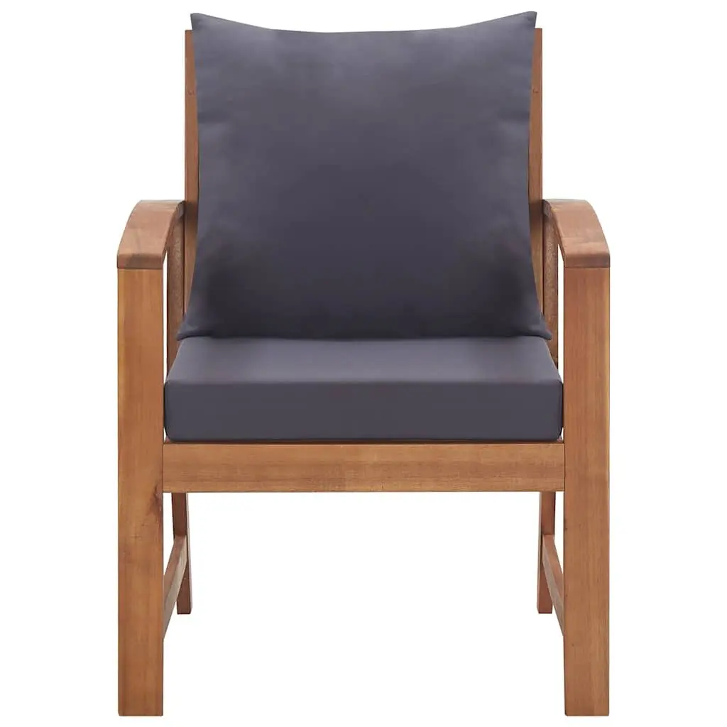 Outdoor Lounge Set 4 Piece Garden Furniture with Cushions Solid Acacia Wood Grey