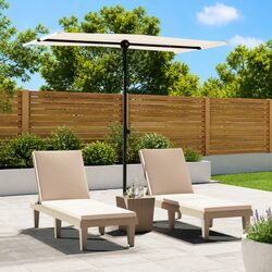 Garden Parasol Outdoor Sunshade Umbrella 180x110cm Rotating Canopy White