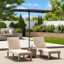Garden Parasol Anthracite 180x110cm Outdoor Shade Canopy Rotating Umbrella