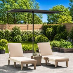 Garden Parasol Outdoor Sunshade Umbrella with Aluminium Pole 180x110cm Black