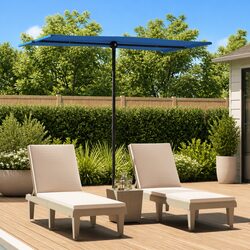 Garden Parasol Sun Shade Outdoor Umbrella 180x110 cm Rotating Canopy Azure Blue