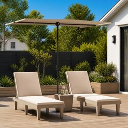 Garden Parasol Outdoor Sun Shade Umbrella 2x1.5m Taupe Flat Top Adjustable