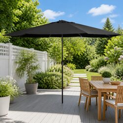 Garden Parasol 390cm Outdoor Shade Umbrella with Metal Pole Crank Opening Black