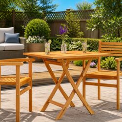 Folding Outdoor Dining Table 85x85x76 cm Brown Solid Teak Wood Garden Furniture